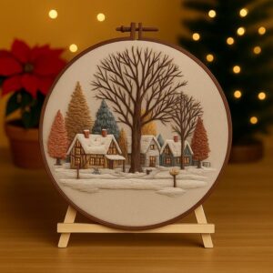 Cozy Winter Village Embroidery Kit