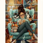 Girl with Cats Cross Stitch Kit