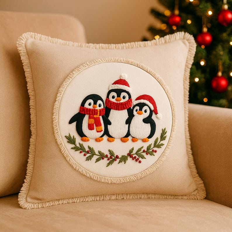 Christmas Penguin Family Embroidery Kit