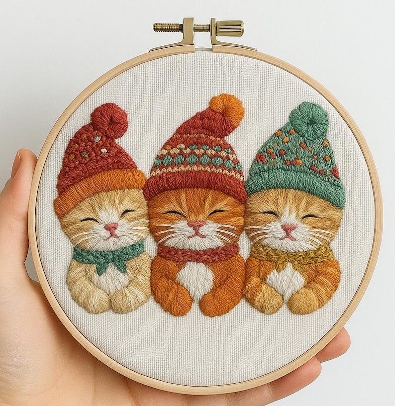 Christmas Kitty Embroidery Kit