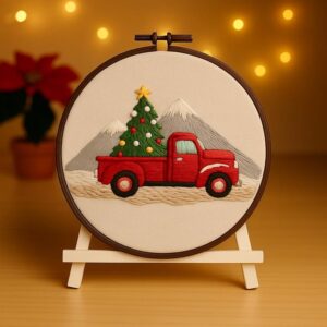 Red Truck Christmas Tree Embroidery Kit