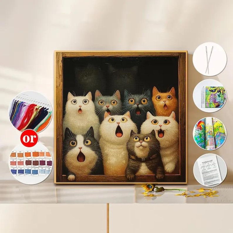 Surprised Cat Cross Stitch Kit