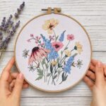 Wildflower Embroidery Kit for Beginners with Hoop