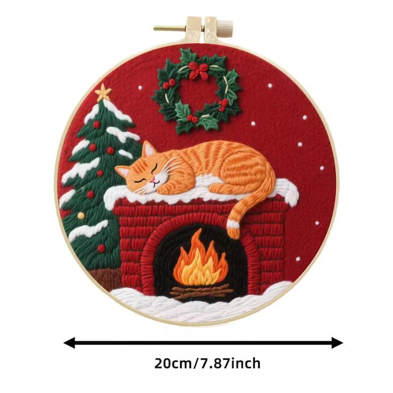 Cozy Cat Christmas Embroidery Kit