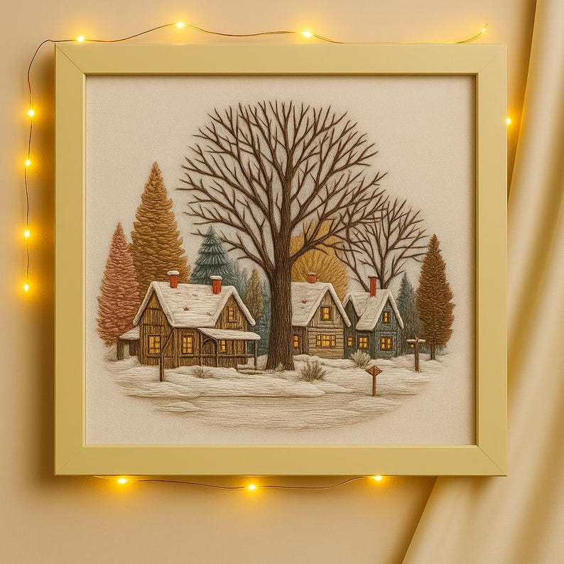 Cozy Winter Village Embroidery Kit