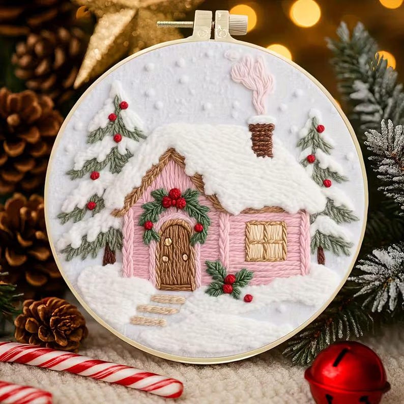 Christmas Gingerbread House Embroidery Kit