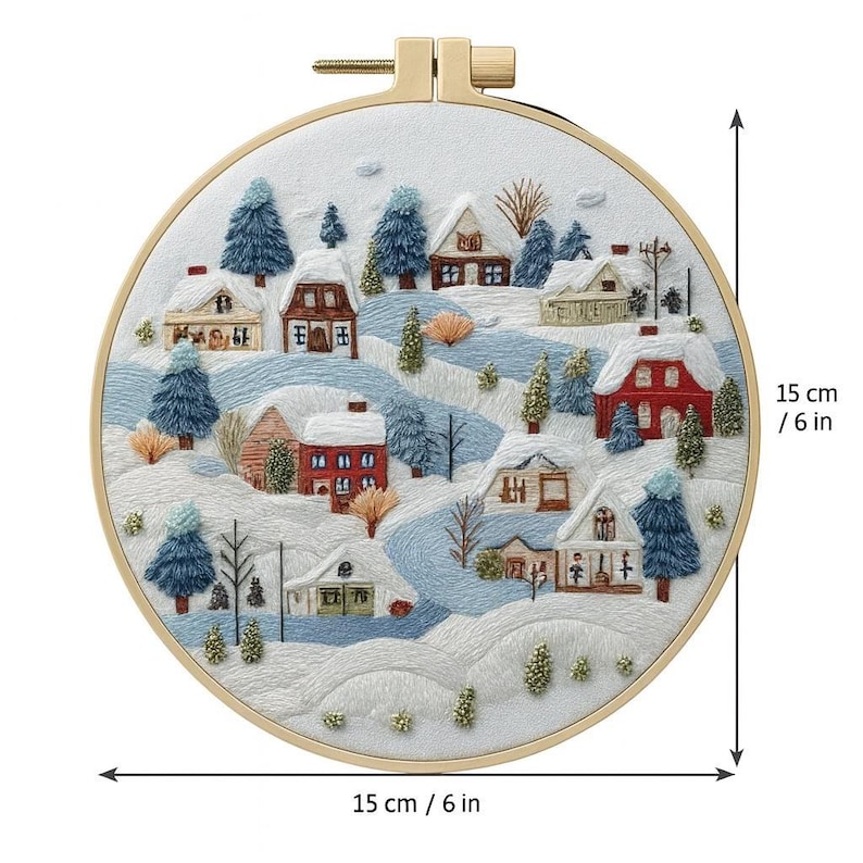 Scandinavian Winter Village Embroidery Kit
