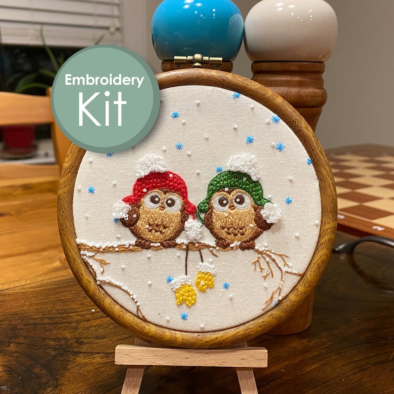Winter Owl Christmas Embroidery Kit