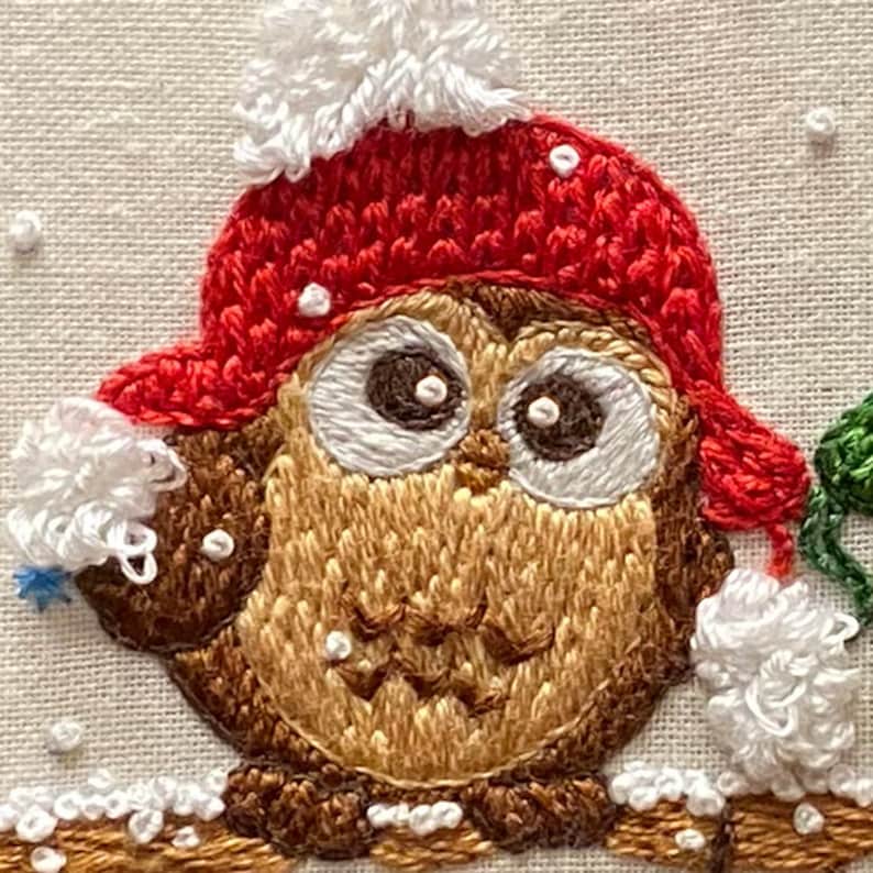 Winter Owl Christmas Embroidery Kit