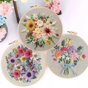 3 Piece DIY Flower Embroidery Kit
