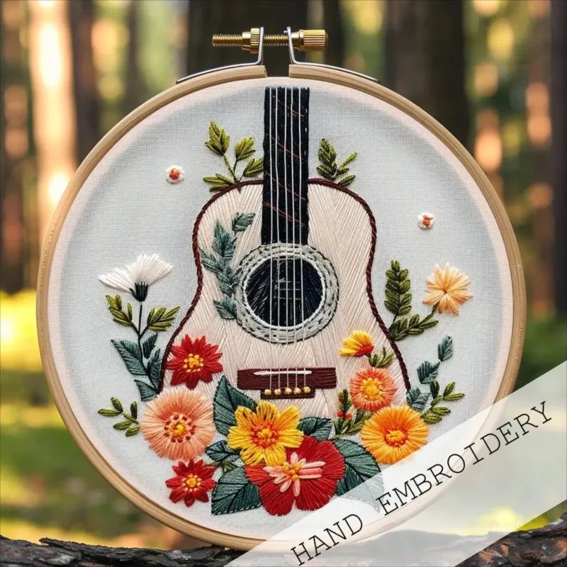 Guitar Flower Embroidery Kit
