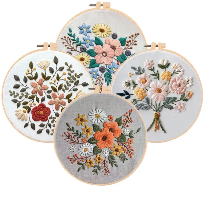 DIY Floral Cross Stitch Embroidery Kit