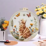 Cat and Flower Embroidery Kit for Beginners Cat and Flower Embroidery Kit for Beginners