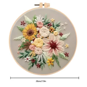 3 Piece DIY Flower Embroidery Kit