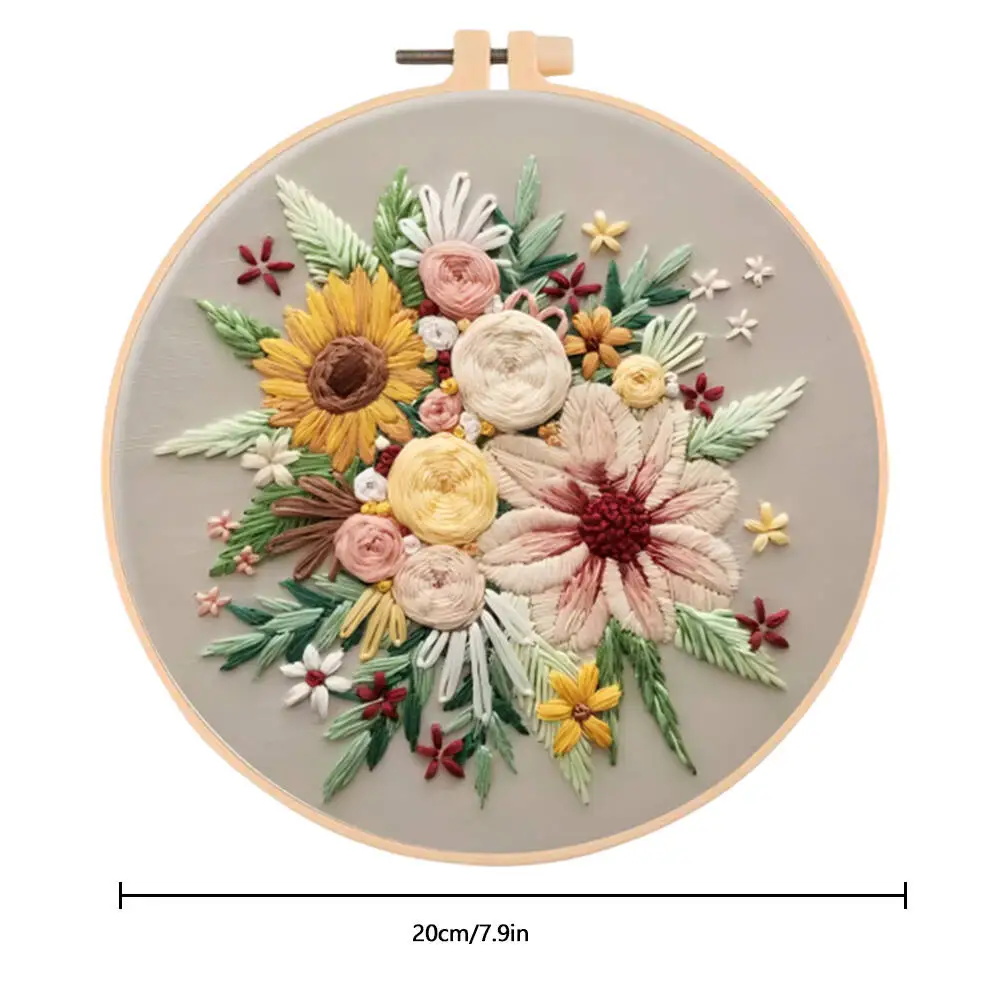 3 Piece DIY Flower Embroidery Kit
