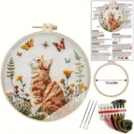 Cat and Flower Embroidery Kit for Beginners Cat and Flower Embroidery Kit for Beginners
