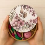 Floral Magnetic Wooden Thread Organizer Box