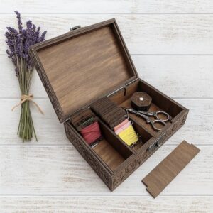 Floral Wooden Embroidery Organizer Box