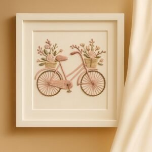 Pink Flower Bicycle Embroidery Kit