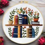 Bookshelf with Flowers Embroidery Kit