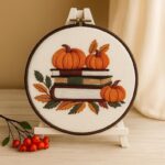 Autumn Pumpkin & Book Stack Embroidery Kit