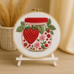 Strawberry Jam Jar Floral Embroidery Kit