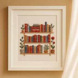 Bookshelf Embroidery Kit