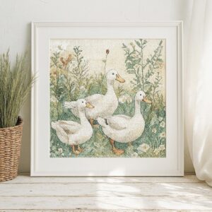 White Geese Meadow Cross Stitch Kit