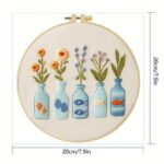 Colorful Bottles with Flowers & Fish Embroidery Kit