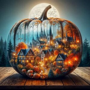 Halloween Gothic Village Cross Stitch Kit