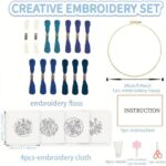Blue Floral Embroidery Kit