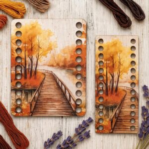 Autumn Landscape Wooden Floss Organizer