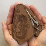 Magnetic Wooden Scissors Case with Seahorse Design