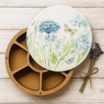 Floral Wooden Thread Organizer with Magnetic Lid