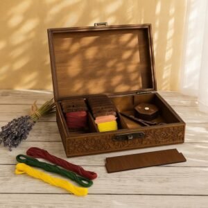 Floral Wooden Embroidery Organizer Box