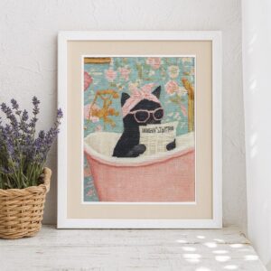 Black Cat in Bath Cross Stitch Kit