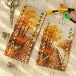 Autumn Landscape Wooden Floss Organizer