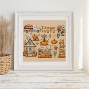 Autumn Pumpkin Truck Cross Stitch Kit