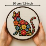 Floral Cat Embroidery Kit