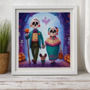 Skeleton Couple Cross Stitch Kit with Dog