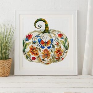Floral Butterfly Pumpkin Cross Stitch Kit