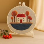 Fall Cottage Embroidery Kit for Beginners