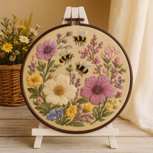 Embroidery Kit with Bees & Wildflowers