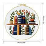 Bookshelf with Flowers Embroidery Kit