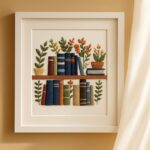 Bookshelf with Flowers Embroidery Kit