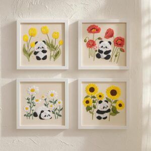 Panda Floral Embroidery Kit for Beginners