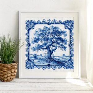 Delft Blue Tree of Life Cross Stitch Kit