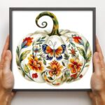 Floral Butterfly Pumpkin Cross Stitch Kit