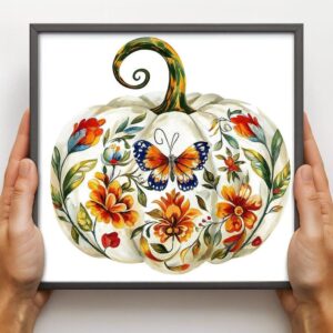 Floral Butterfly Pumpkin Cross Stitch Kit