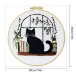 Bookshelf & Black Cat Embroidery Kit